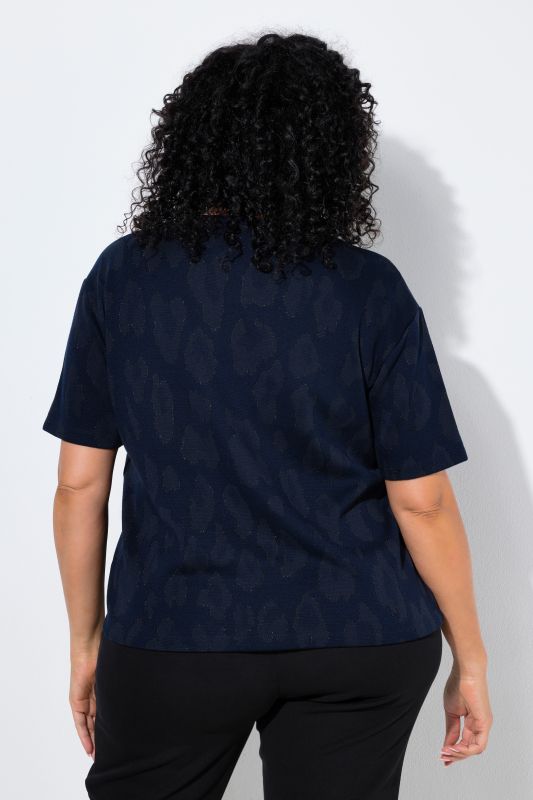 Shimmering Short Sleeve Leopard Print Tee