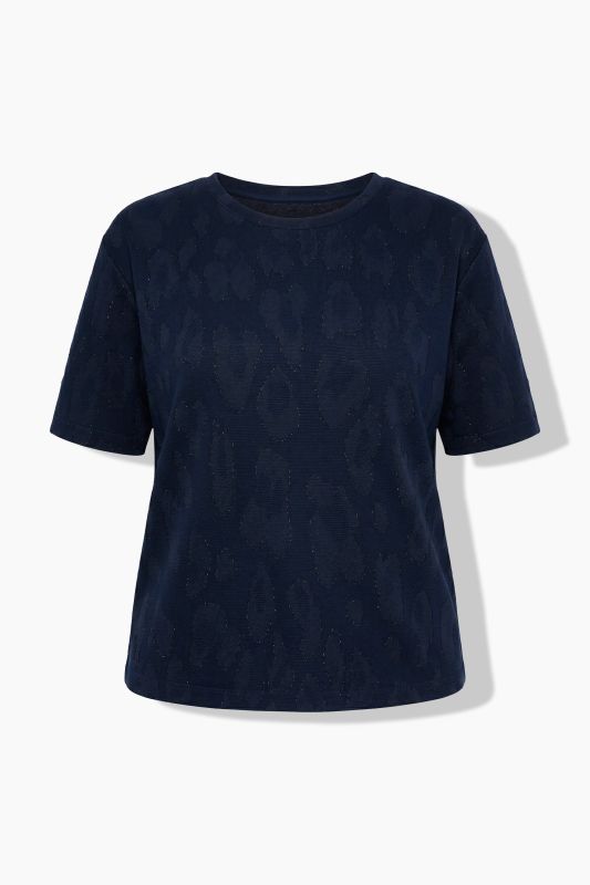 Shimmering Short Sleeve Leopard Print Tee