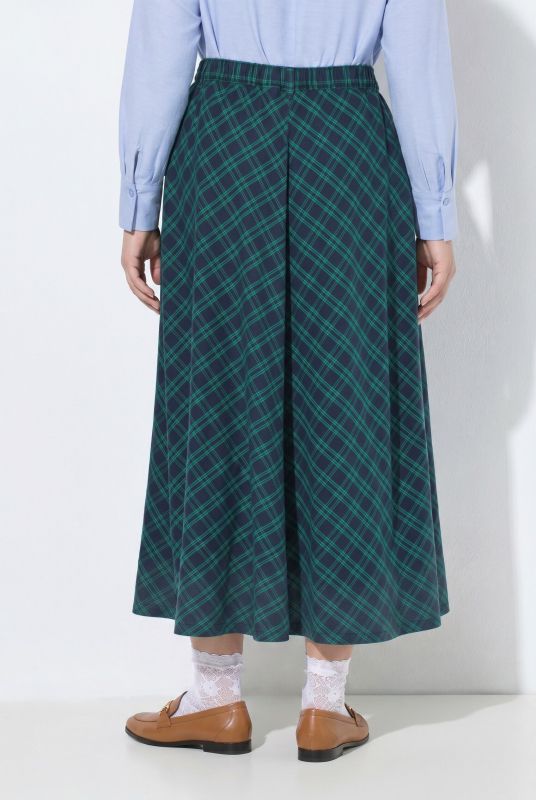 Plaid Elastic Waist Skirt