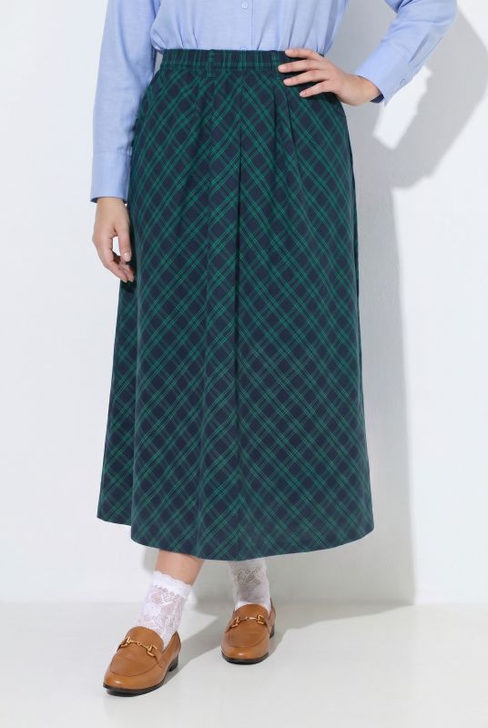 Plaid Elastic Waist Skirt
