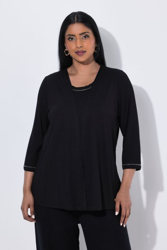 2-in-1 Layered Rhinestoned Blouse