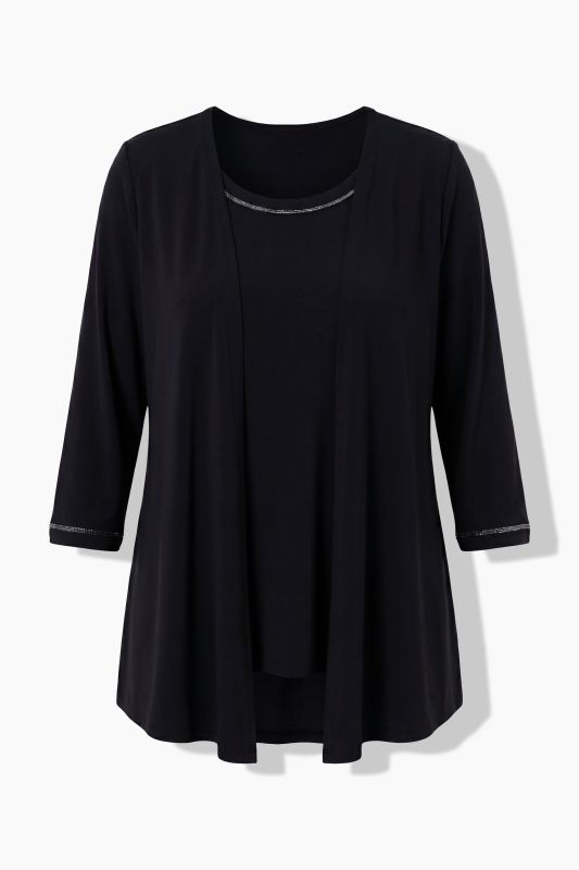 2-in-1 Layered Rhinestoned Blouse