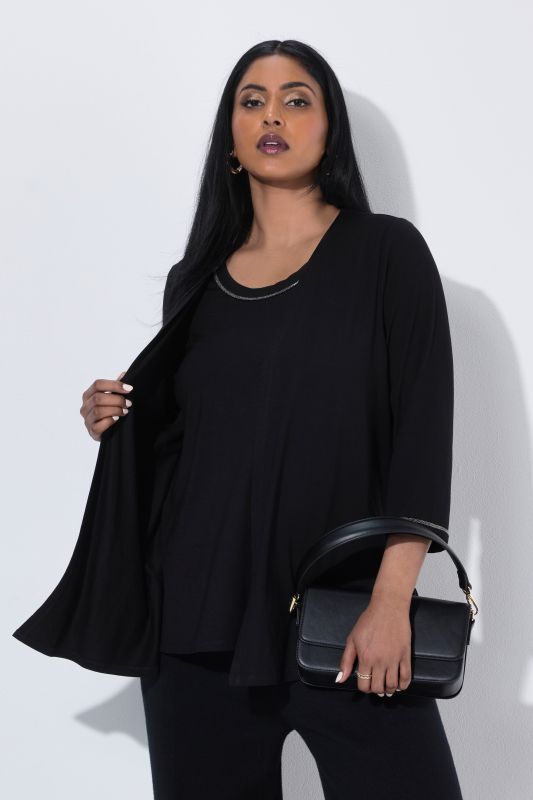 2-in-1 Layered Rhinestoned Blouse