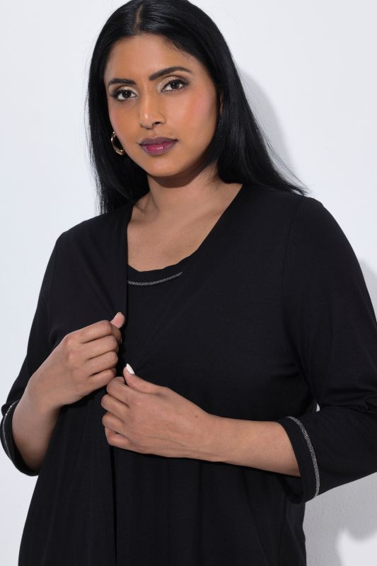 2-in-1 Layered Rhinestoned Blouse