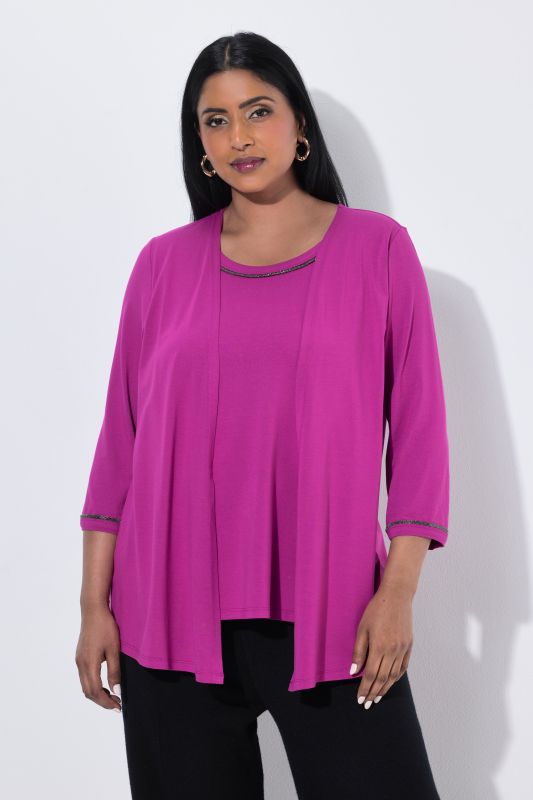 2-in-1 Layered Rhinestoned Blouse