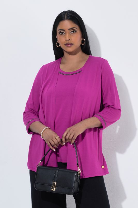 2-in-1 Layered Rhinestoned Blouse