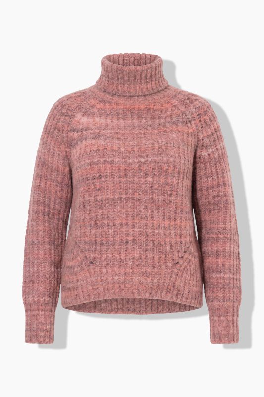Ribbed Knit Roll Neck Raglan Sleeve Sweater