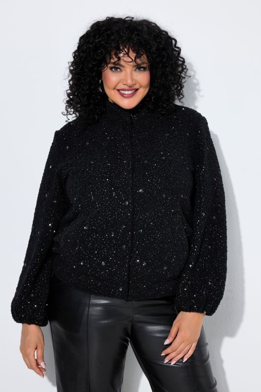 Sequined Turtleneck Blouson Jacket