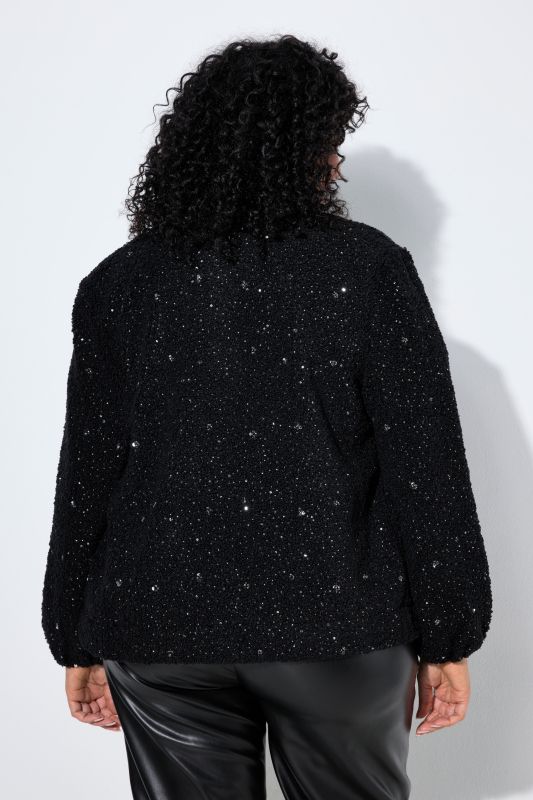 Sequined Turtleneck Blouson Jacket