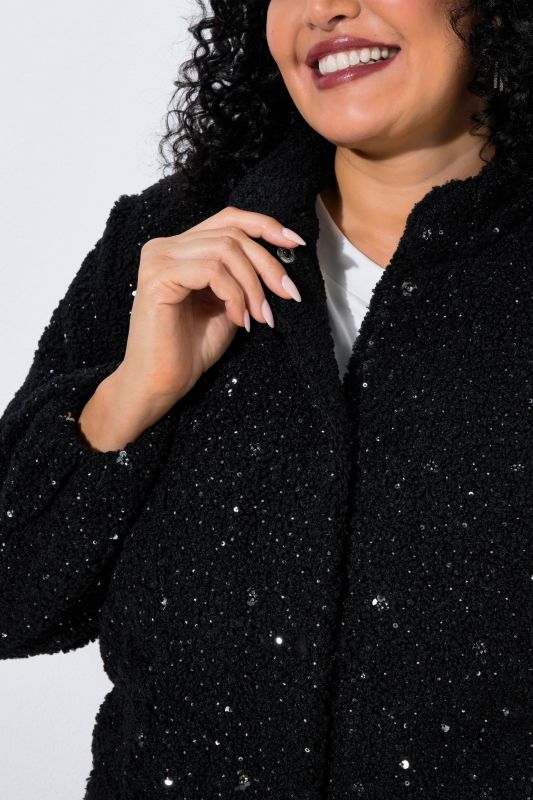 Sequined Turtleneck Blouson Jacket