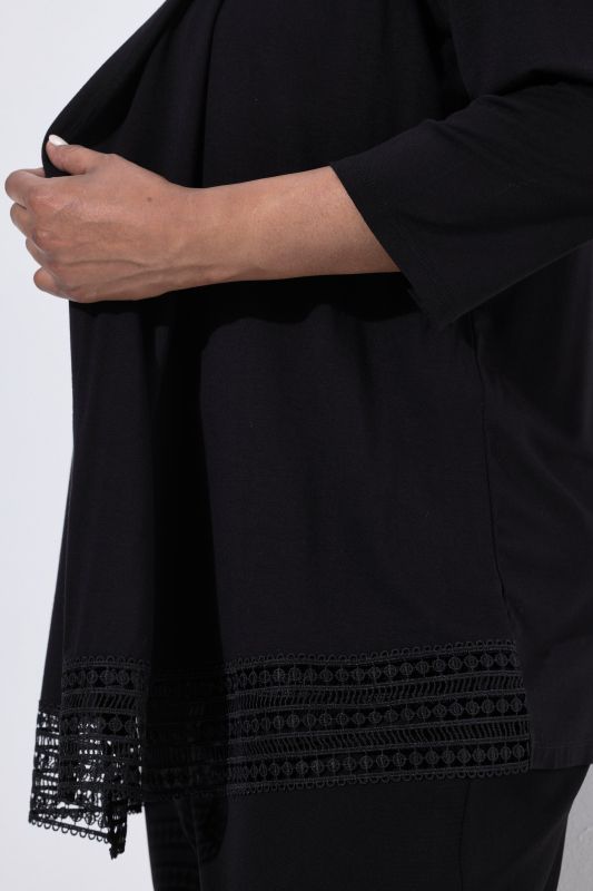 2-in-1 Layered Crochet Trim Blouse