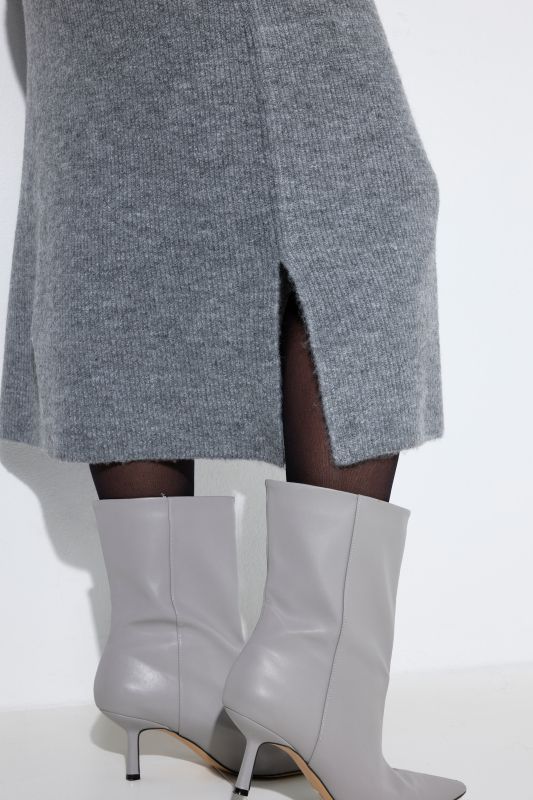 Attached Scarf Long Sleeve Sweater Dress