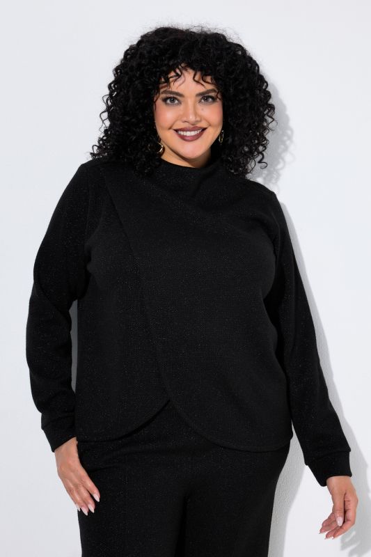 Sparkling Wrap Look Turtleneck Sweatshirt
