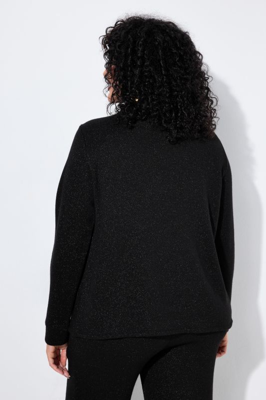 Sparkling Wrap Look Turtleneck Sweatshirt