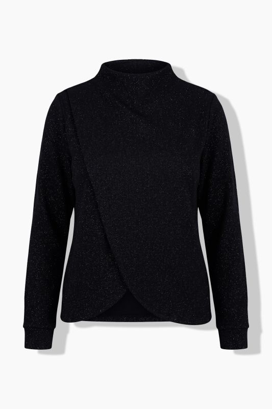 Sparkling Wrap Look Turtleneck Sweatshirt