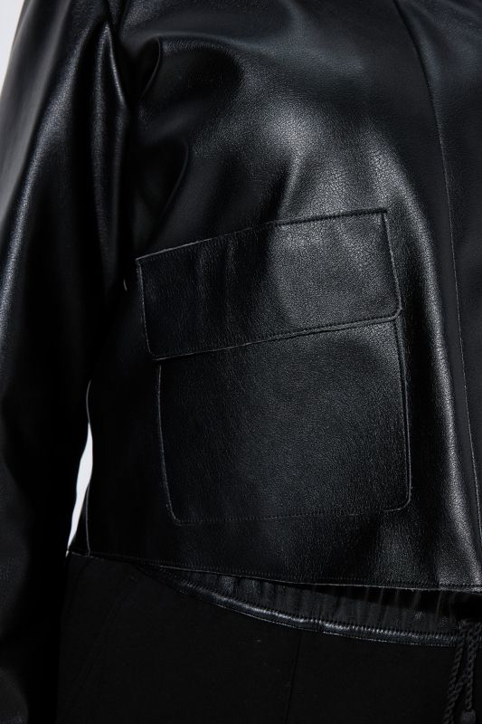 Faux Leather Raw-Cut Hem Jacket