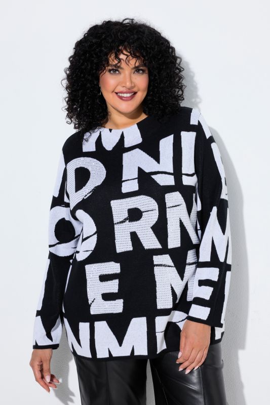 Rivet Studded Long Sleeve Lettering Sweater