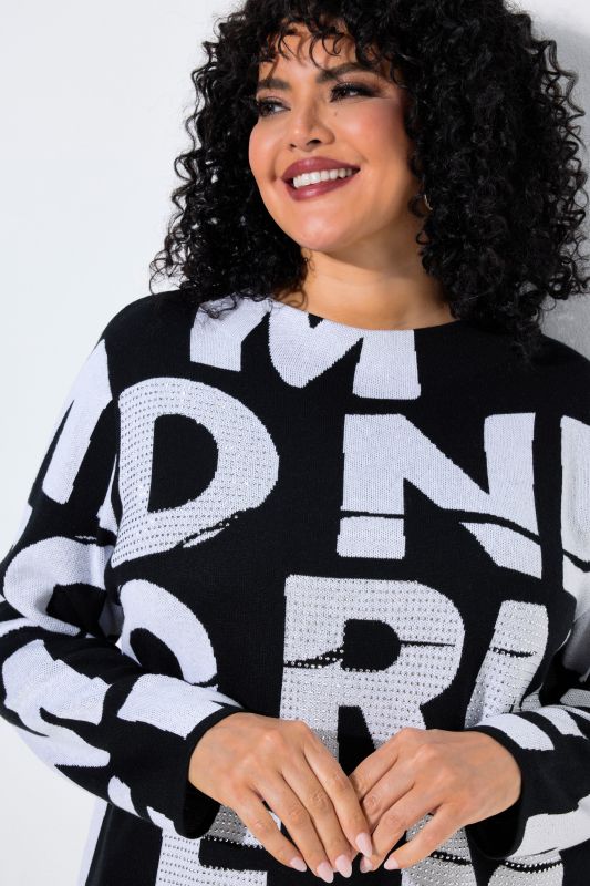 Rivet Studded Long Sleeve Lettering Sweater