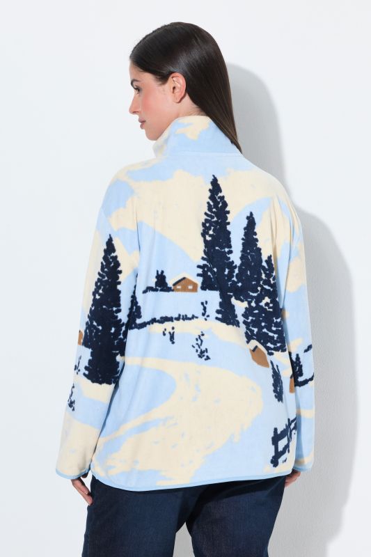 Winter Landscape Partial Zip Fleece Sweatshirt