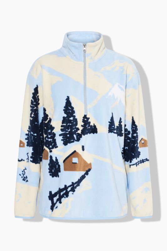 Winter Landscape Partial Zip Fleece Sweatshirt