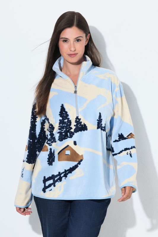 Winter Landscape Partial Zip Fleece Sweatshirt