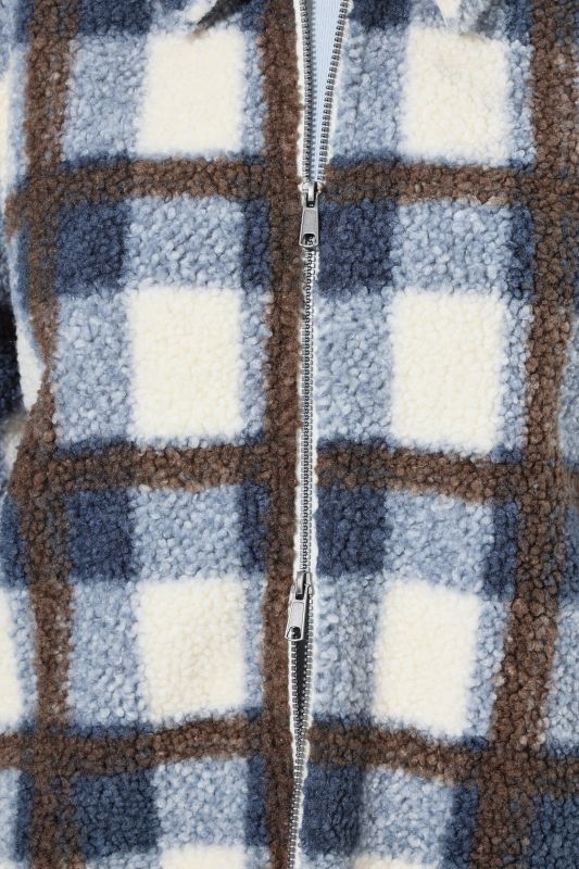 Plaid Longline Teddy Fleece Jacket