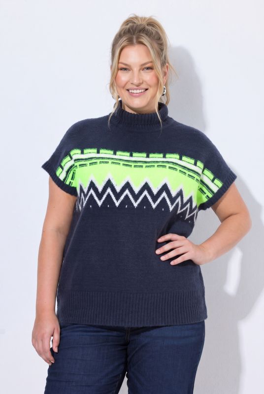 Neon Alpine Stripe Cap Sleeve Sweater Vest