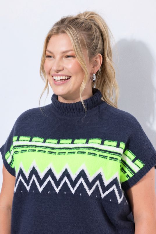 Neon Alpine Stripe Cap Sleeve Sweater Vest