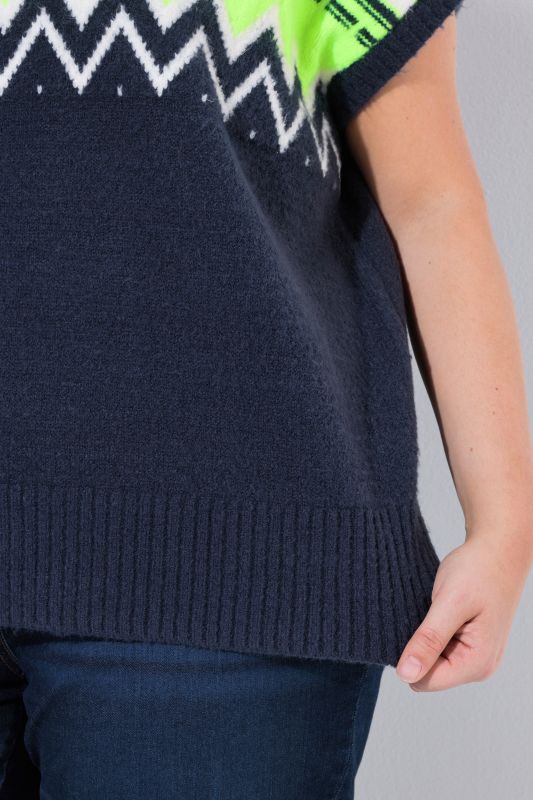 Neon Alpine Stripe Cap Sleeve Sweater Vest