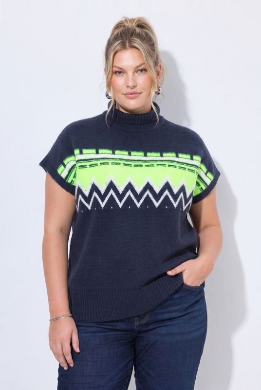 Neon Alpine Stripe Cap Sleeve Sweater Vest