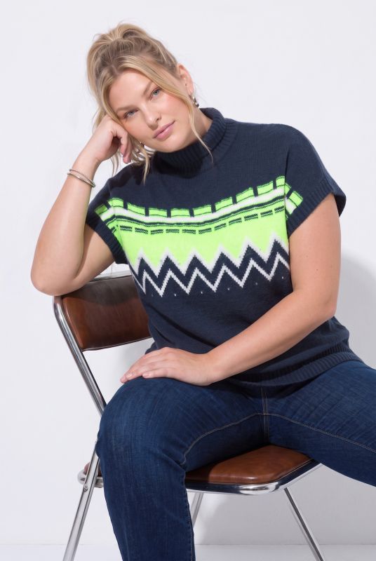 Neon Alpine Stripe Cap Sleeve Sweater Vest