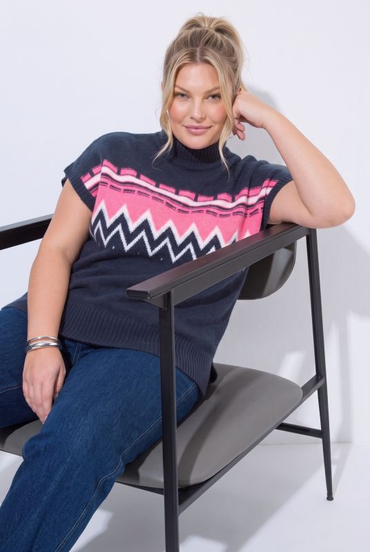 Neon Alpine Stripe Cap Sleeve Sweater Vest