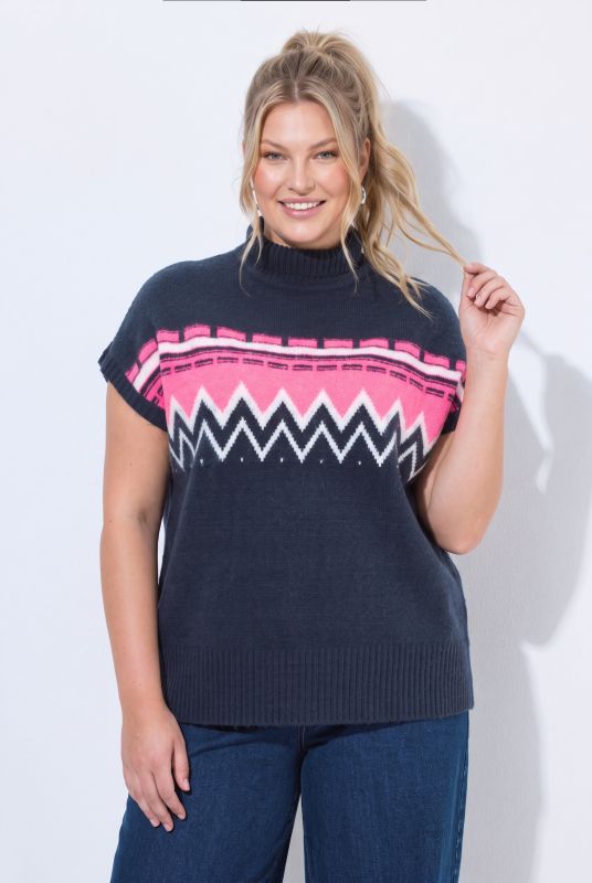 Neon Alpine Stripe Cap Sleeve Sweater Vest