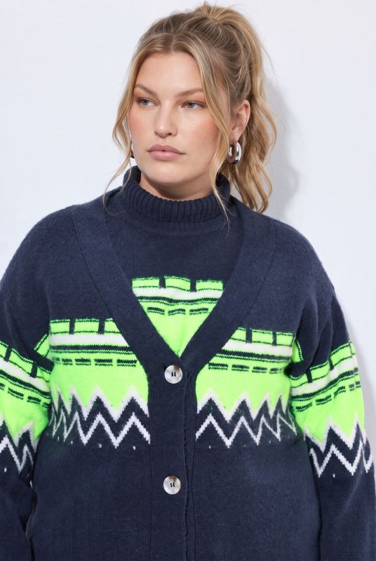 Neon Alpine Stripe Long Sleeve Cardigan