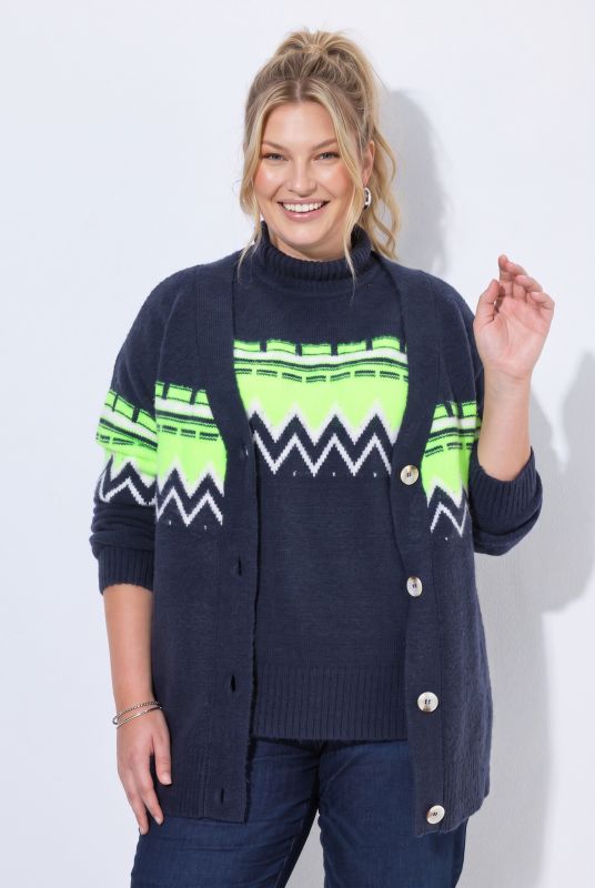Neon Alpine Stripe Long Sleeve Cardigan