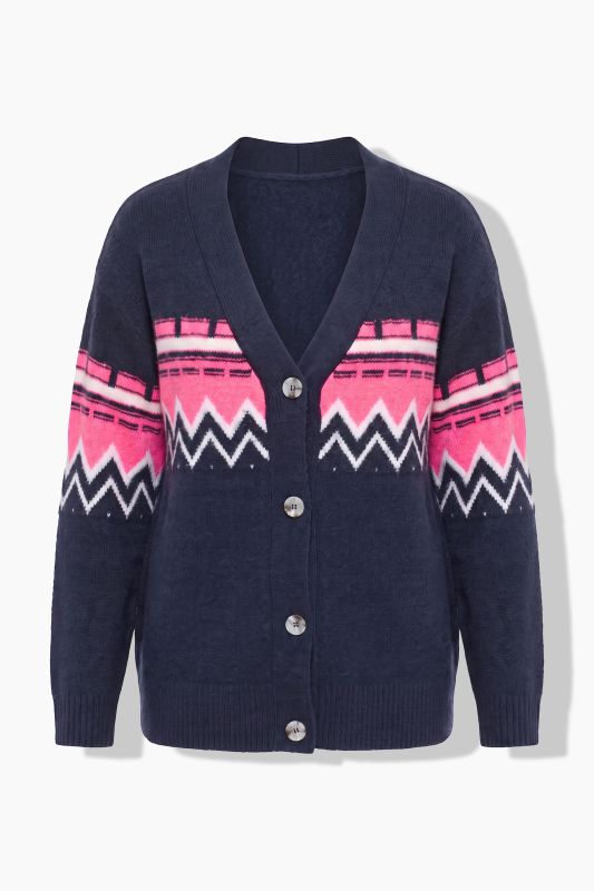 Neon Alpine Stripe Long Sleeve Cardigan