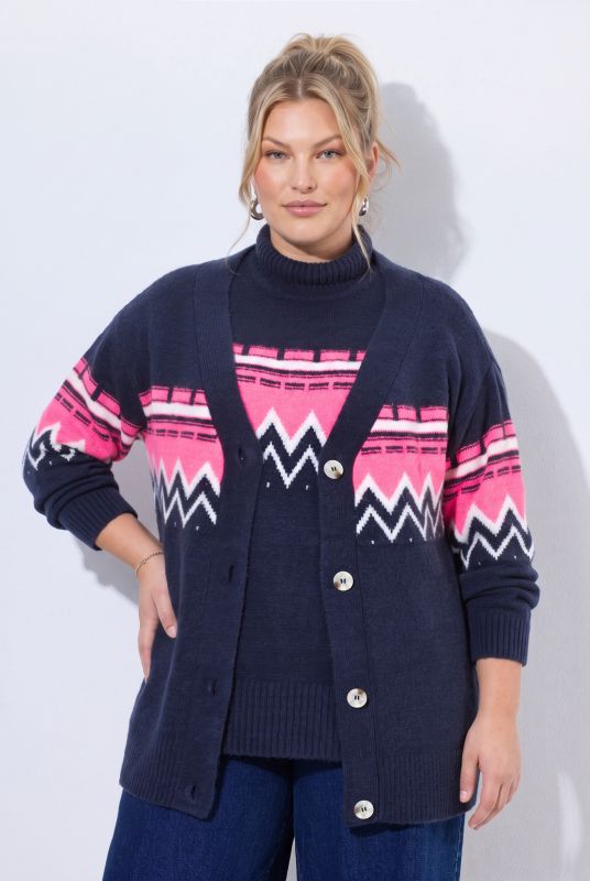 Neon Alpine Stripe Long Sleeve Cardigan