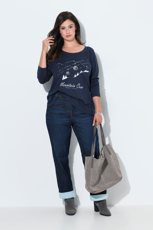 Fleece-Lined Elastic Waist Thermal Jeans