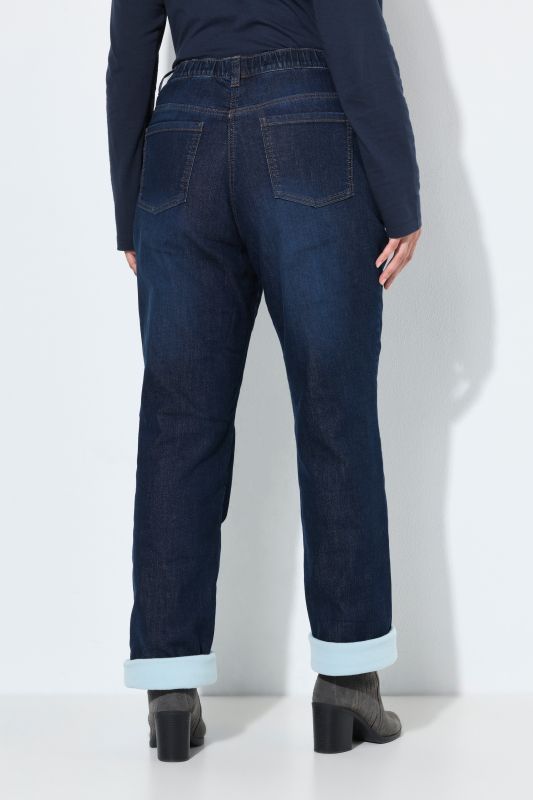 Fleece-Lined Elastic Waist Thermal Jeans