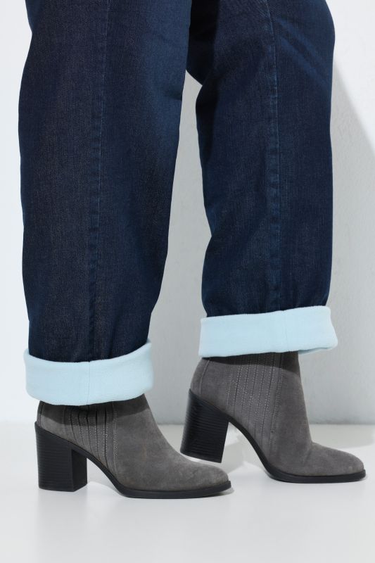 Fleece-Lined Elastic Waist Thermal Jeans