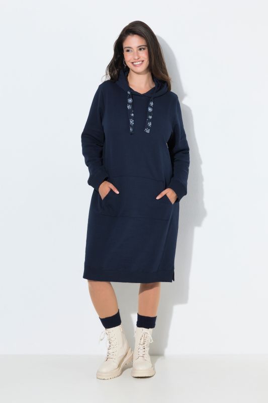 Snowflake Drawstring Hooded Sweatshirt Dress