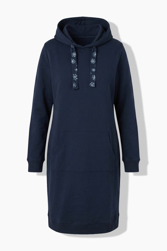 Snowflake Drawstring Hooded Sweatshirt Dress