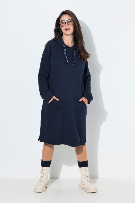 Snowflake Drawstring Hooded Sweatshirt Dress