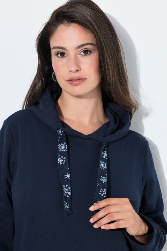 Snowflake Drawstring Hooded Sweatshirt Dress