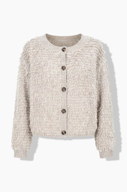 Eyelash Yarn Knit Cardigan