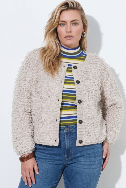 Eyelash Yarn Knit Cardigan