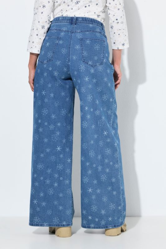 Snowflake Print Stretch Fit Jeans
