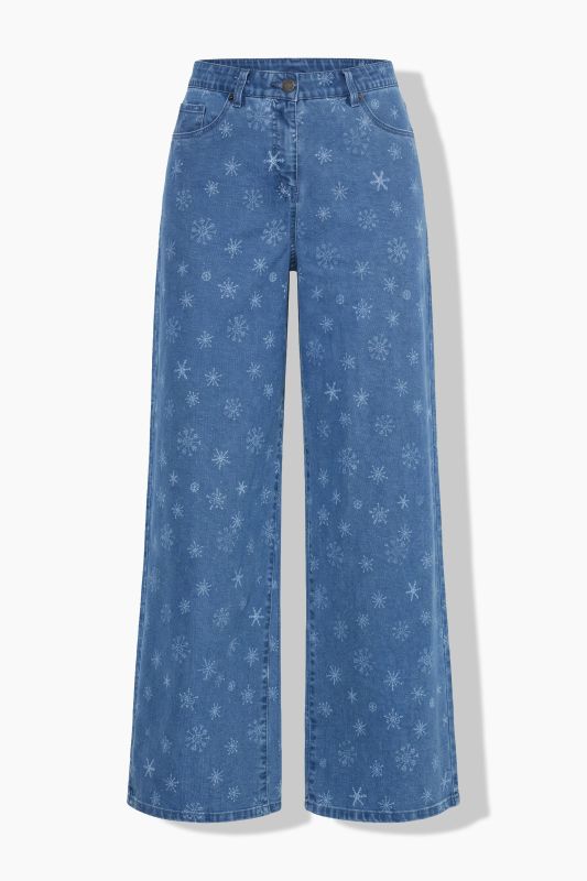 Snowflake Print Stretch Fit Jeans