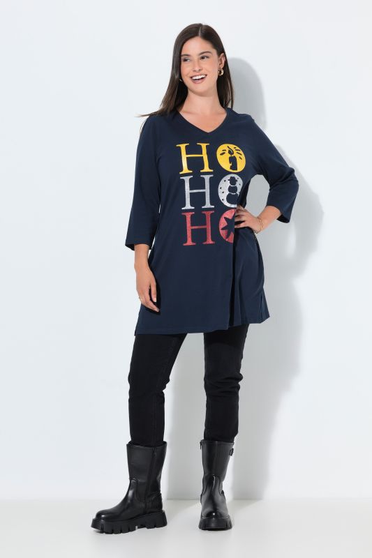 Ho Ho Ho 3/4 Sleeve Tunic Tee