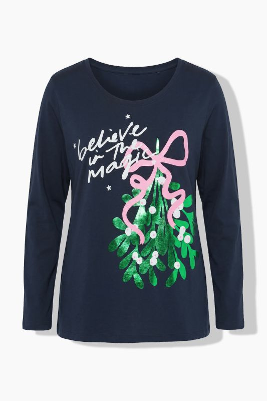 Metallic Long Sleeve Holiday Graphic Tee